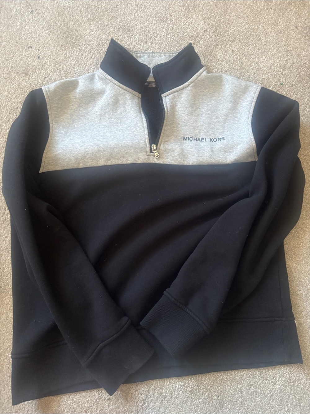 Michael Kors Men’s Black and Gray Half-Zip Sweatshirt
